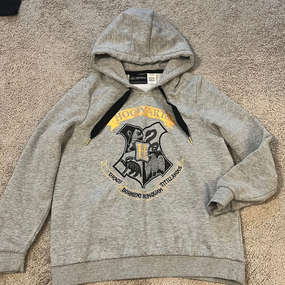 Wizarding World of Harry Potter Gray Hogwarts Hoodie Size Youth L 12/14